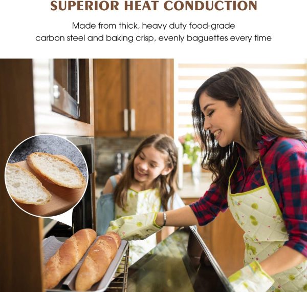 Fulimax Baguette Pan Nonstick Gold French Bread Baking-5