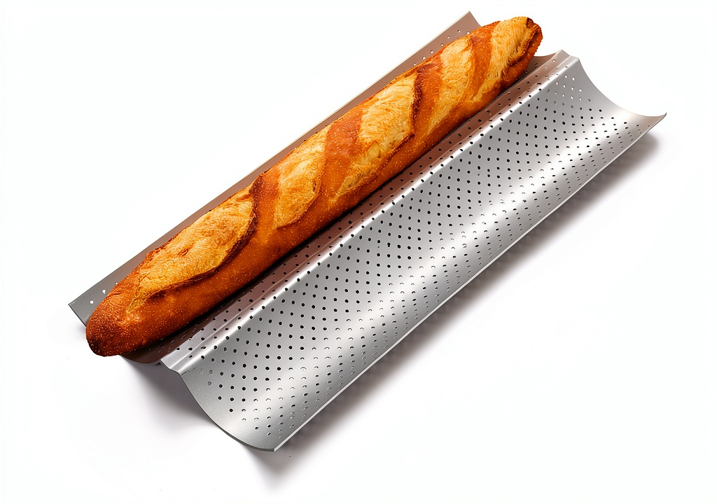 Yupjlia Baguette Pan with baked golden-brown baguettes