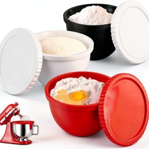 Lifracl Silicone Bowl Liners 6QT Red White Black Durable-0