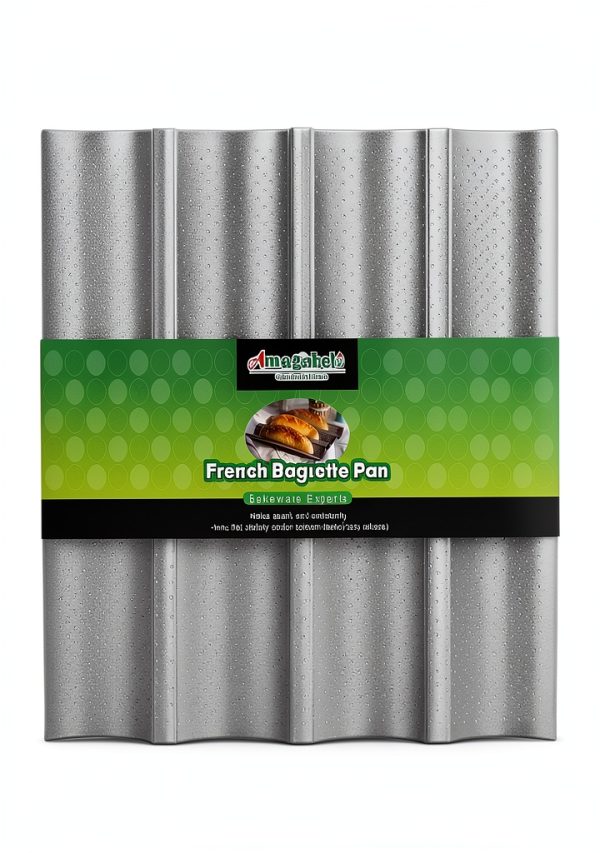 Baguette Bread Pan Amagabeli Carbon Steel Silver-0
