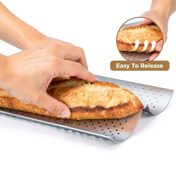 Yupjlia Baguette Pan Carbon Steel Nonstick 2 Loaves-2