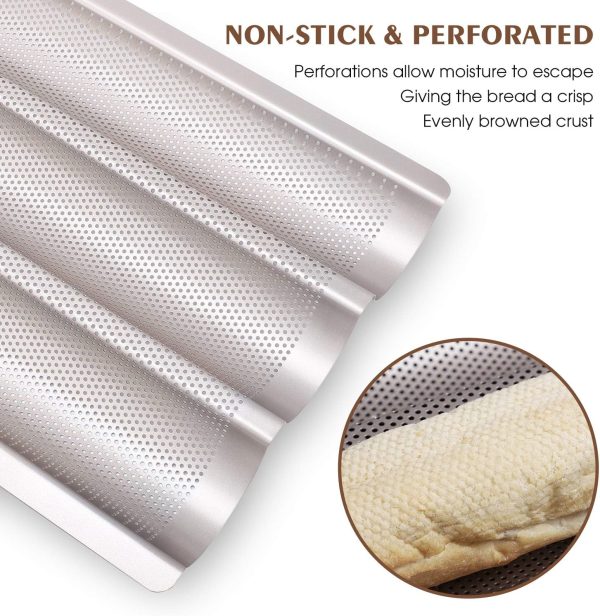Fulimax Baguette Pan Nonstick Gold French Bread Baking-1