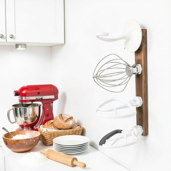 Besuerte Stand Mixer Attachment Organizer Wood Plastic Rust-3