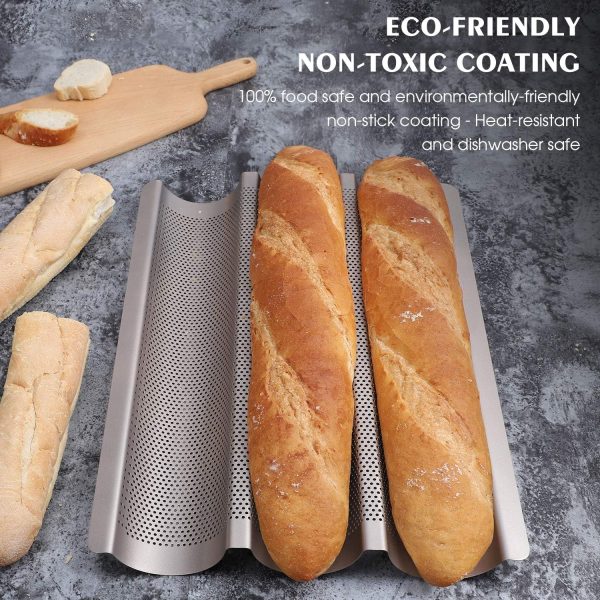 Fulimax Baguette Pan Nonstick Gold French Bread Baking-2