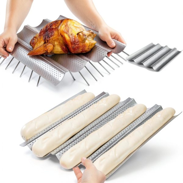 Mifoci French Bread Pan Carbon Steel Perforated Oven Safe-4