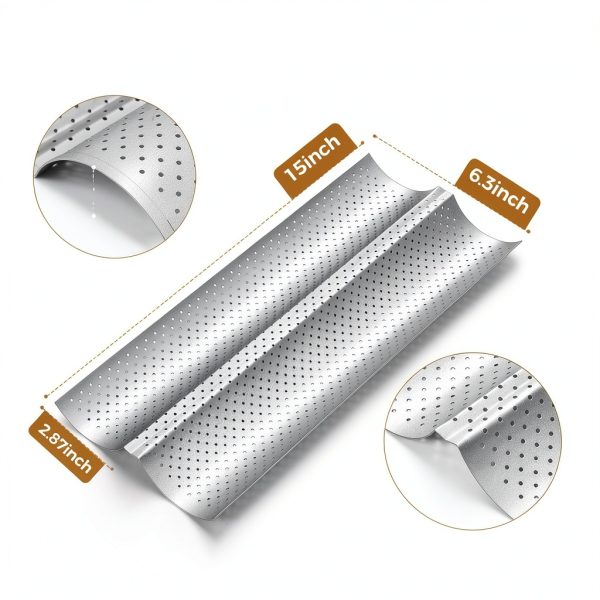Yupjlia Baguette Pan Carbon Steel Nonstick 2 Loaves-4