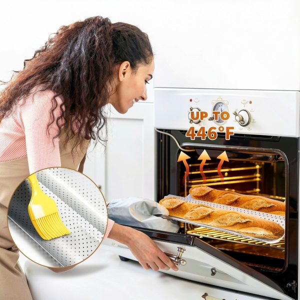 Yupjlia Baguette Pan Carbon Steel Nonstick 2 Loaves-5
