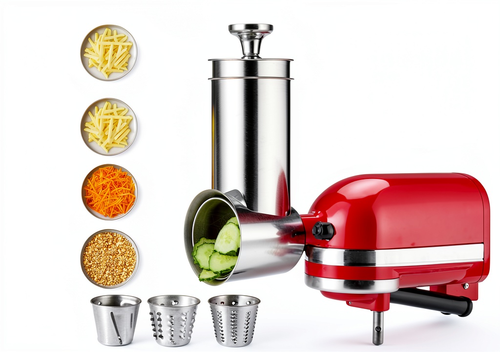 KINGEAGLE grater attachment mounted on a KitchenAid stand mixer