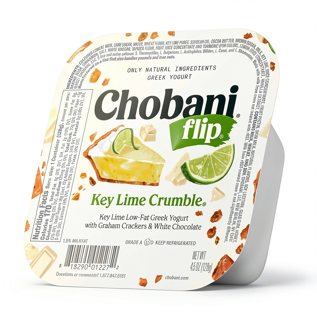 Chobani Greek Yogurt container showing nutritional details