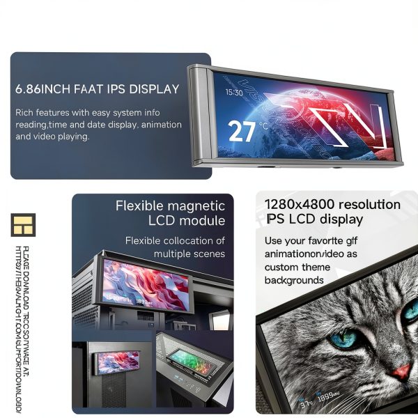 Thermalright 6.86-inch IPS LCD Graphic Display with Magnetic Mount and-1
